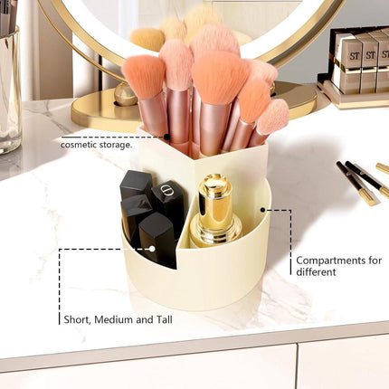Desktop Rotating Pencil Holder - 3-Compartment Rotating Pencil Holder - Pencil Organizer - 360 Degree Rotating Office Supplies Organizer - for Pencils, Crayons & Office Supplies (White).