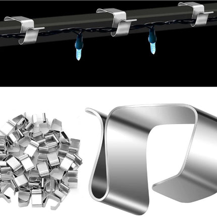 Hooks for outdoor lighting - 50 pieces - Hooks - Christmas light hooks - Christmas light clips - Cable clips - Christmas light hooks - Suitable for outdoor Christmas lights, kitchen lights, etc. - Stainless steel hooks.