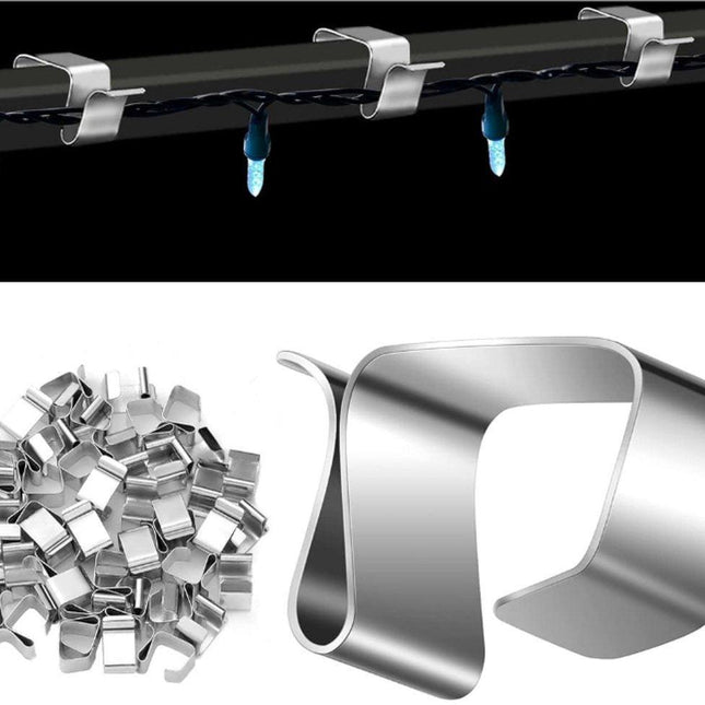 Hooks for outdoor lighting - 50 pieces - Hooks - Christmas light hooks - Christmas light clips - Cable clips - Christmas light hooks - Suitable for outdoor Christmas lights, kitchen lights, etc. - Stainless steel hooks.