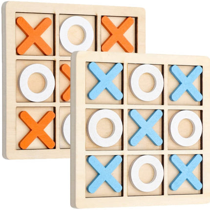 2 Sets Mini XO Chess Board Game Family Kids Puzzle Game Educational Toys - Wooden Board Game Table Toys - for Children Kids Day Birthday Party.