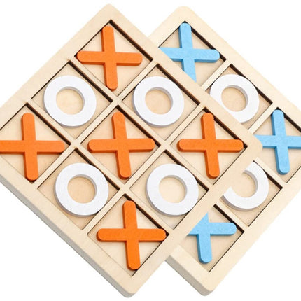 2 Sets Mini XO Chess Board Game Family Kids Puzzle Game Educational Toys - Wooden Board Game Table Toys - for Children Kids Day Birthday Party.