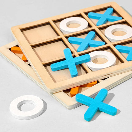 2 Sets Mini XO Chess Board Game Family Kids Puzzle Game Educational Toys - Wooden Board Game Table Toys - for Children Kids Day Birthday Party.
