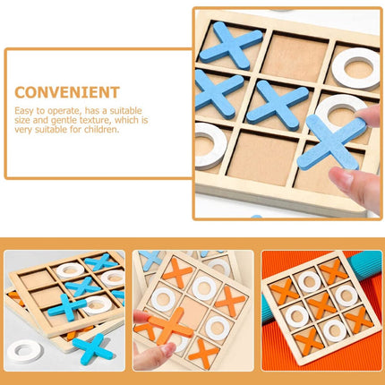 2 Sets Mini XO Chess Board Game Family Kids Puzzle Game Educational Toys - Wooden Board Game Table Toys - for Children Kids Day Birthday Party.