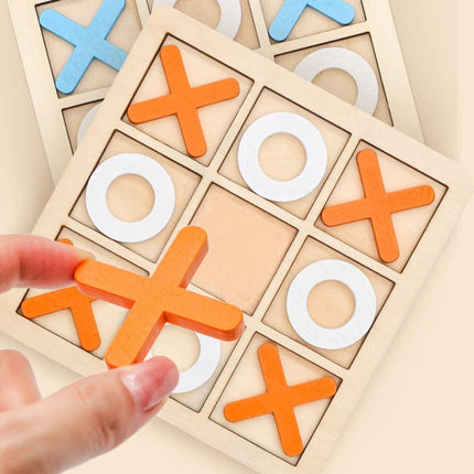 2 Sets Mini XO Chess Board Game Family Kids Puzzle Game Educational Toys - Wooden Board Game Table Toys - for Children Kids Day Birthday Party.