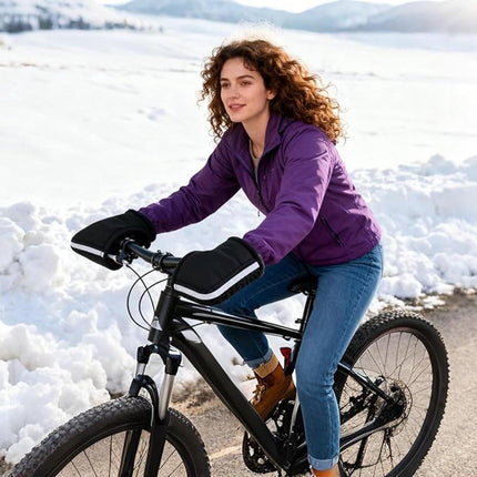 Cycling Gloves - 1 Pair - Extra Padded Cycling Gloves - Warm Gloves - Cycling Gloves - Scooter Gloves - Hand Warmers - Cycling Accessories - With Reflective Strips - Winter - Windproof - Waterproof - Black.