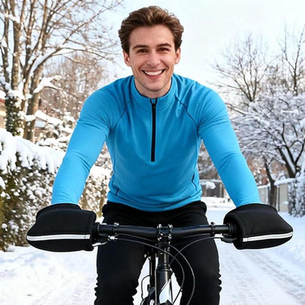 Cycling Gloves - 1 Pair - Extra Padded Cycling Gloves - Warm Gloves - Cycling Gloves - Scooter Gloves - Hand Warmers - Cycling Accessories - With Reflective Strips - Winter - Windproof - Waterproof - Black.
