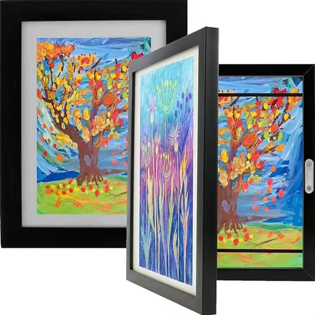 Interchangeable frame - children's drawing - Interchangeable frame A4 - Children's artwork - children's drawings interchangeable frame - Photo frame Poster frame Wall frame - Gift - Black.