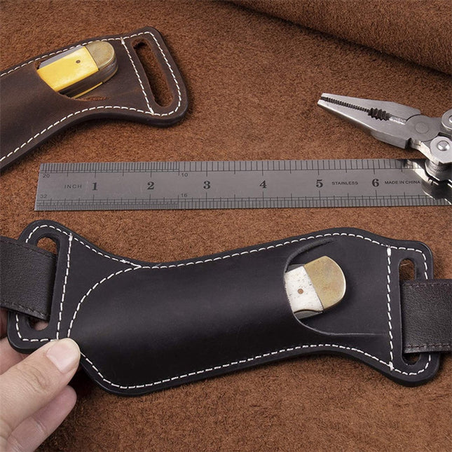 Waist Pack - Belt Holster for Folding Knife - Hip Tool Holster - Waist Pack for 5" Folding Knife - Black.