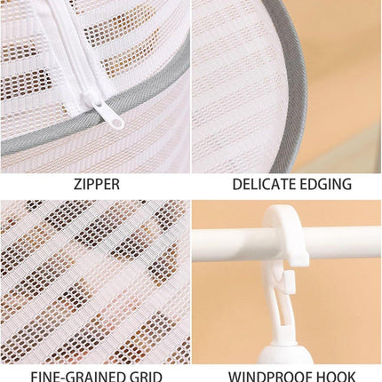 Clothes Drying Rack - Three-Tier Mesh Hanging Drying Rack - Foldable - Zippered - Suitable for drying plants, buds, fruits, flowers, vegetables, fabrics, etc..