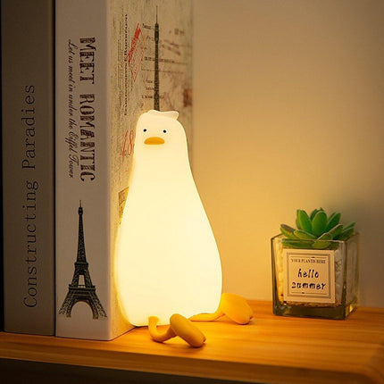 Night Light - Lying Duck Night Light - Pat Light - LED Rotating Duck - Rechargeable Sleeping Companion - Phone Holder - Night Light - Creative.