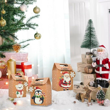 Gift Bags - 24-pack - Paper Gift Bags - Christmas Kraft Paper Candy Boxes - Christmas Kraft Paper Cookie and Snack Boxes - Christmas Gift Boxes - Christmas Party Supplies and Decorations.