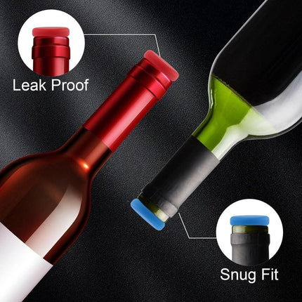 7 Wine Bottle Stoppers - Reusable - 7 Colors - Silicone Stoppers, Inner Diameter 1.7-2 cm - Wine Bottle Stoppers.