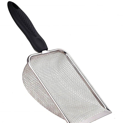 Cat Litter Scoop - Small Stainless Steel Cat Litter Scoop with Mesh - For Cleaning Reptile Cat Litter - Metal Cat Litter Scoop with Non-Stick Coating - Cleaning Tool - Fine Cat Litter Scoop (Pore Size: 3.7mm).