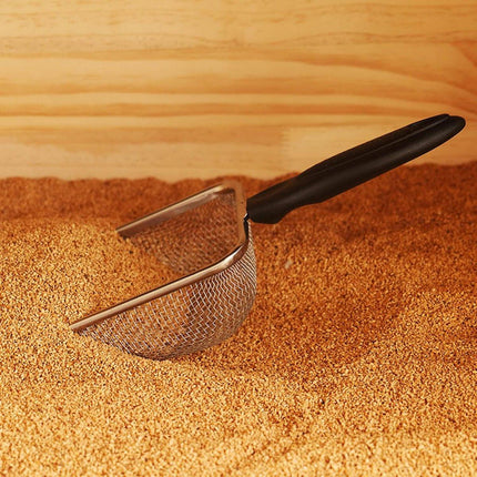 Cat Litter Scoop - Small Stainless Steel Cat Litter Scoop with Mesh - For Cleaning Reptile Cat Litter - Metal Cat Litter Scoop with Non-Stick Coating - Cleaning Tool - Fine Cat Litter Scoop (Pore Size: 3.7mm).