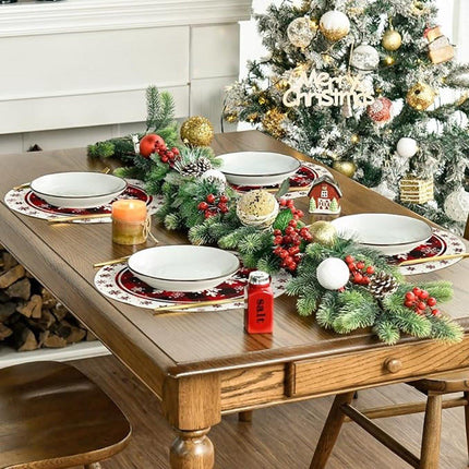 Placemats - Set of 4 - Round snowflake placemats - Round Christmas placemats - Restaurant decoration placemats.