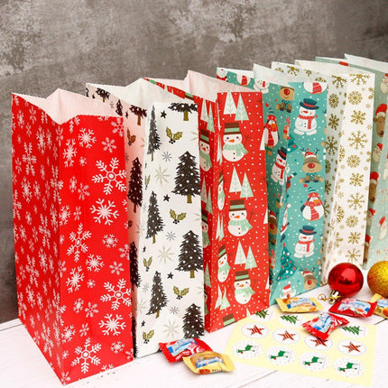 Christmas wrapping paper - 24 pieces - Christmas gift bags, Christmas stickers, Advent calendars, paper bags and wrapping bags - Christmas gift bags - Christmas candy bags.