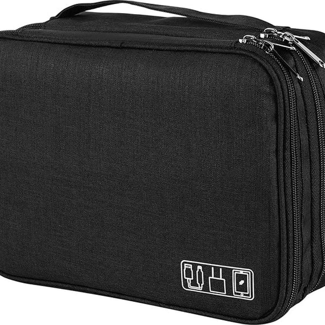 Cable Organizer Travel Bag - Waterproof Portable Cable Organizer - For Chargers, USB Sticks, Headphones, Power Banks, Hard Drives, and SD Cards.