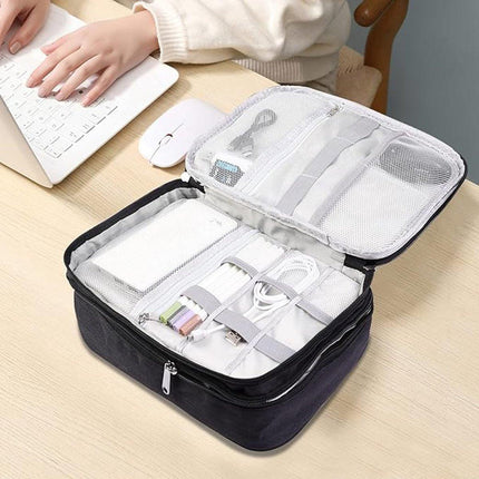 Cable Organizer Travel Bag - Waterproof Portable Cable Organizer - For Chargers, USB Sticks, Headphones, Power Banks, Hard Drives, and SD Cards.