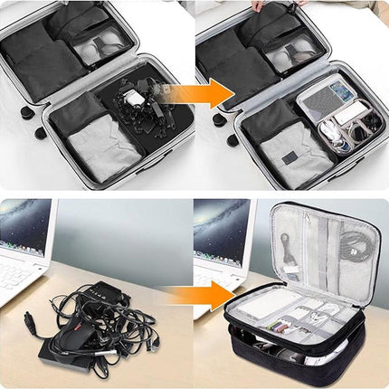 Cable Organizer Travel Bag - Waterproof Portable Cable Organizer - For Chargers, USB Sticks, Headphones, Power Banks, Hard Drives, and SD Cards.
