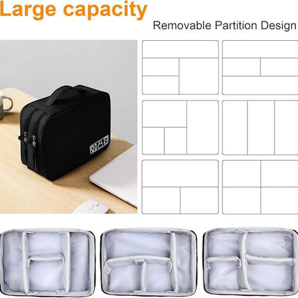 Cable Organizer Travel Bag - Waterproof Portable Cable Organizer - For Chargers, USB Sticks, Headphones, Power Banks, Hard Drives, and SD Cards.