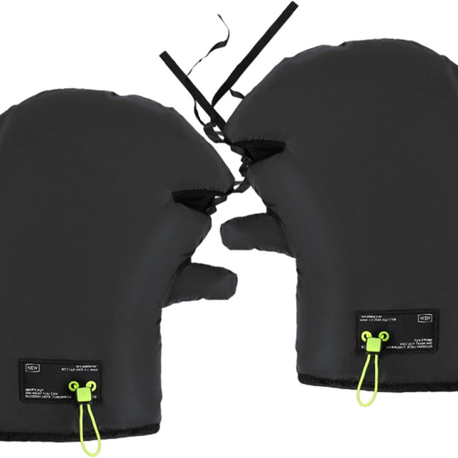 Cycling Gloves - Extra Padded Cycling Gloves - Warm Gloves - Cycling Gloves - Scooter Gloves - Hand Warmers - Cycling Accessories - With Reflective Strips - Winter - Windproof - Waterproof （Black）