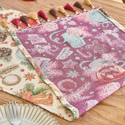 Table Runner - Christmas Table Runner - Home Decoration - Christmas Decoration - Christmas Snowball Pattern Table Runner - Suitable for dining tables and cabinets - Can be used for Thanksgiving, parties, Christmas, weddings, banquets and New Year's decora.
