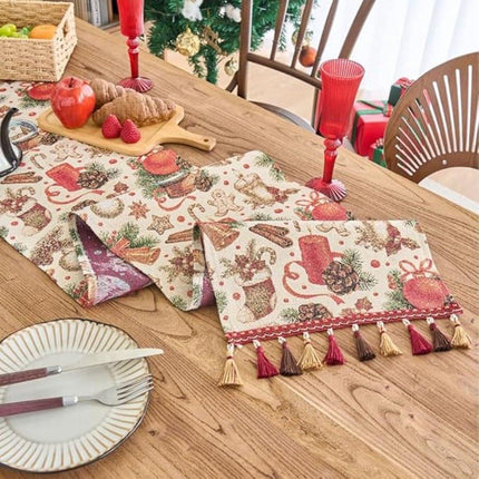 Table Runner - Christmas Table Runner - Home Decoration - Christmas Decoration - Christmas Snowball Pattern Table Runner - Suitable for dining tables and cabinets - Can be used for Thanksgiving, parties, Christmas, weddings, banquets and New Year's decora.