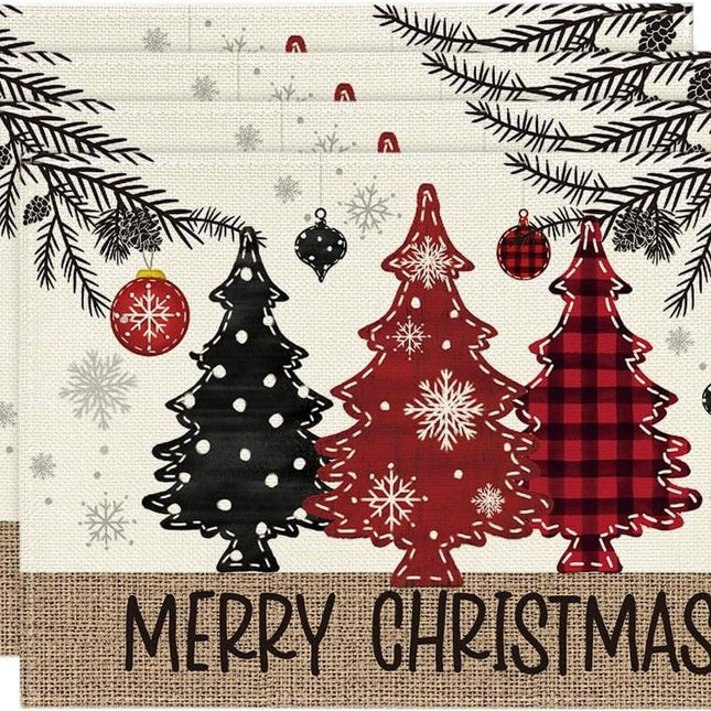 Placemats - Set of 4 - Christmas placemats - Table mats - Coasters - Christmas decorative placemats - 46x31cm - Suitable for party decorations, kitchens and dining rooms.