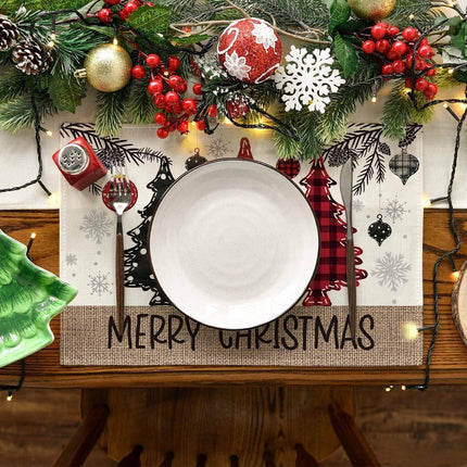 Placemats - Set of 4 - Christmas placemats - Table mats - Coasters - Christmas decorative placemats - 46x31cm - Suitable for party decorations, kitchens and dining rooms.