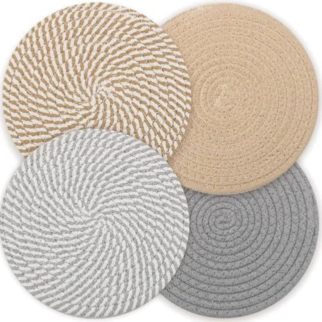Placemats - Set of 4 - 20cm Placemats - Round Placemats - Heat Resistant Coasters - Washable - Suitable for kitchen tables and family dining rooms.