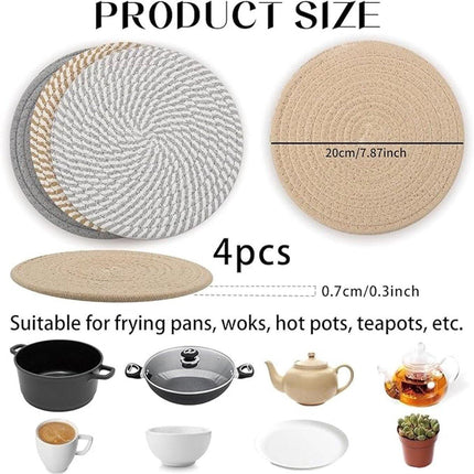 Placemats - Set of 4 - 20cm Placemats - Round Placemats - Heat Resistant Coasters - Washable - Suitable for kitchen tables and family dining rooms.