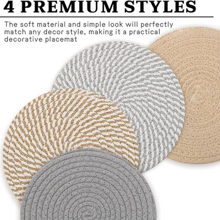 Placemats - Set of 4 - 20cm Placemats - Round Placemats - Heat Resistant Coasters - Washable - Suitable for kitchen tables and family dining rooms.