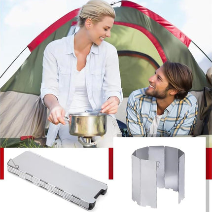 Windbreak for Camping Stove - Pack of 10 - Foldable Aluminum Windbreak - Foldable Windbreak for Gas Stove, Plate, Grill, Picnic, Camping Equipment - Aluminum Windbreak with Storage Bag.