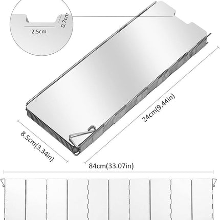 Windbreak for Camping Stove - Pack of 10 - Foldable Aluminum Windbreak - Foldable Windbreak for Gas Stove, Plate, Grill, Picnic, Camping Equipment - Aluminum Windbreak with Storage Bag.