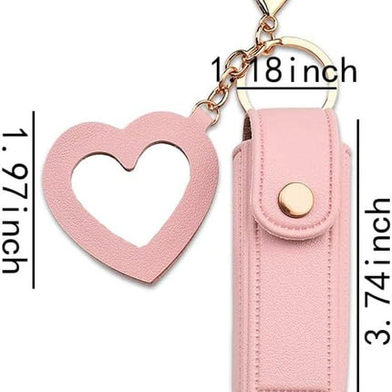 Lipstick Holder - with Mirror - Storage Box - Key Ring - Suitable for Car Keys, Lipstick Organizer (Pink).
