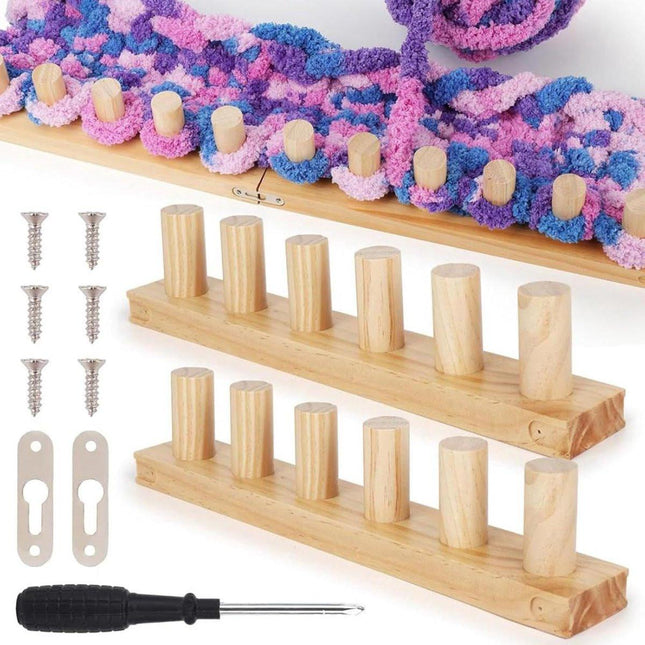 Knitting Machine for Thick Yarn - 2 Pieces - Reusable - Suitable for Making Your Own Blankets - Portable Knitting Frame for Blankets - Crafts - Beginner-Friendly - Wooden Hand Knitting Tool Set.