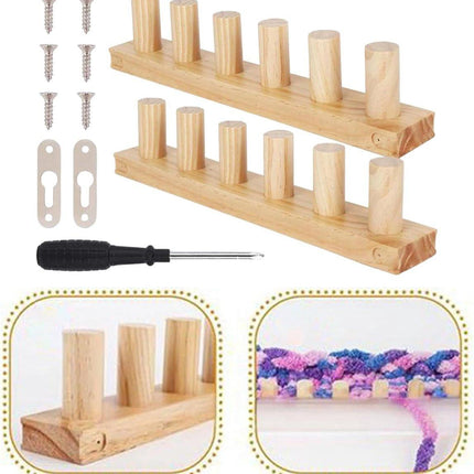 Knitting Machine for Thick Yarn - 2 Pieces - Reusable - Suitable for Making Your Own Blankets - Portable Knitting Frame for Blankets - Crafts - Beginner-Friendly - Wooden Hand Knitting Tool Set.