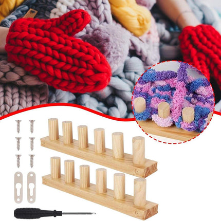 Knitting Machine for Thick Yarn - 2 Pieces - Reusable - Suitable for Making Your Own Blankets - Portable Knitting Frame for Blankets - Crafts - Beginner-Friendly - Wooden Hand Knitting Tool Set.