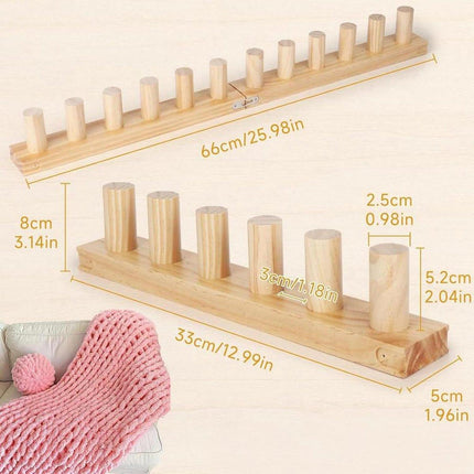 Knitting Machine for Thick Yarn - 2 Pieces - Reusable - Suitable for Making Your Own Blankets - Portable Knitting Frame for Blankets - Crafts - Beginner-Friendly - Wooden Hand Knitting Tool Set.