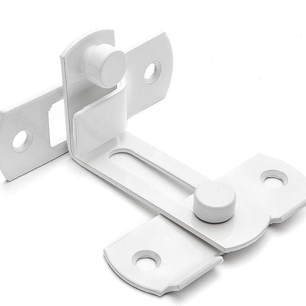 4-piece package - Sliding bolt - Stainless steel bolt - Safety lock (white).