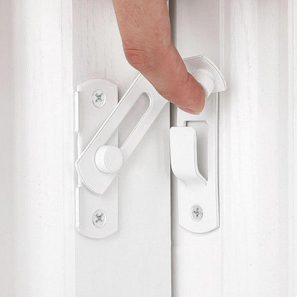 4-piece package - Sliding bolt - Stainless steel bolt - Safety lock (white).