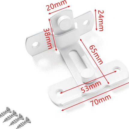 4-piece package - Sliding bolt - Stainless steel bolt - Safety lock (white).