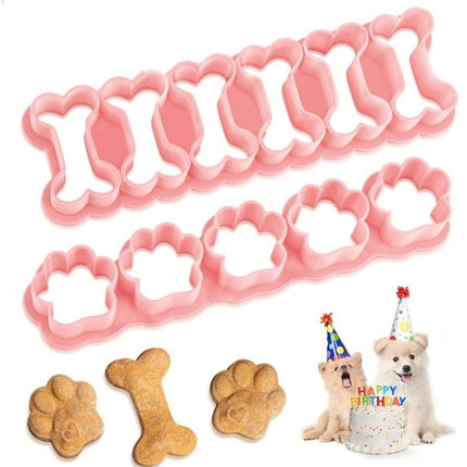 Set of Two Mini Cookie Cutters - 2.5cm Dog Bone Cookie Cutter, Dog Paw Cookie Cutter, Homemade Dog Biscuits, Snacks, Cakes & Cookies (Morandi Pink).