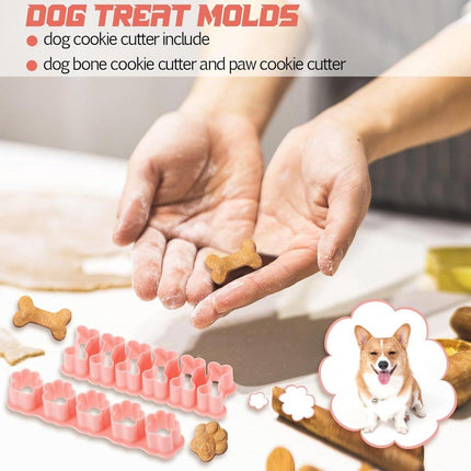 Set of Two Mini Cookie Cutters - 2.5cm Dog Bone Cookie Cutter, Dog Paw Cookie Cutter, Homemade Dog Biscuits, Snacks, Cakes & Cookies (Morandi Pink).