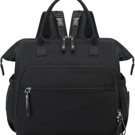 Convertible Diaper Bag - Wide Opening - 14 Pockets - Stylish - Baby Changing Bag - with Stroller Buckle - Diaper Bag - Waterproof (Black).