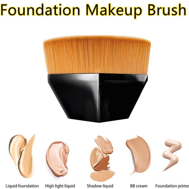 Foundation Brush - 2-Pack Multifunctional Face Brushes - Perfect for blending liquid cream or flawless foundation (black/pink).