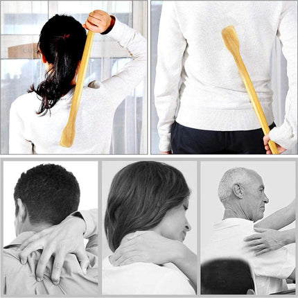 Wooden Back Massager - Manual Back Massager - For Body Relaxation - Relief of Discomfort and Itching (1 Piece).