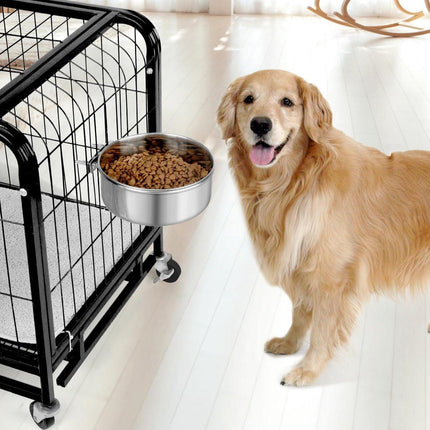 Pet Food Bowl - Stainless Steel Food Bowl - Hanging Food Bowl - with Clip Holder - Suitable for dogs, birds, parrots, cats and rabbits..
