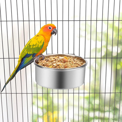 Pet Food Bowl - Stainless Steel Food Bowl - Hanging Food Bowl - with Clip Holder - Suitable for dogs, birds, parrots, cats and rabbits..