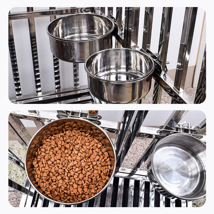 Pet Food Bowl - Stainless Steel Food Bowl - Hanging Food Bowl - with Clip Holder - Suitable for dogs, birds, parrots, cats and rabbits..